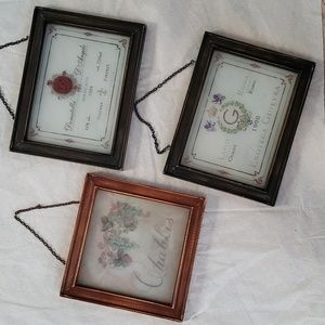 3 vintage from 1990's frosted glass wine signs.
